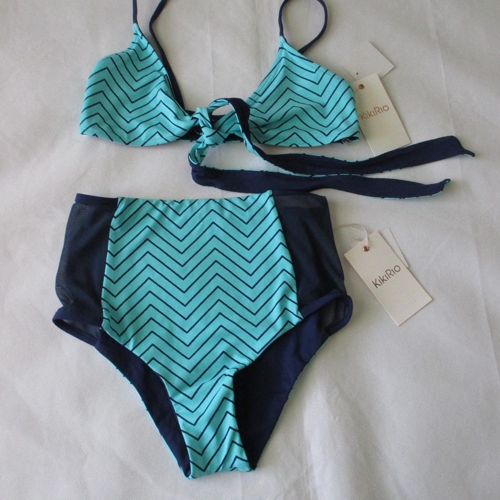 NWT - 2 piece KIKIRIO swim suit set - Both pieces are reversible - sz  Small -